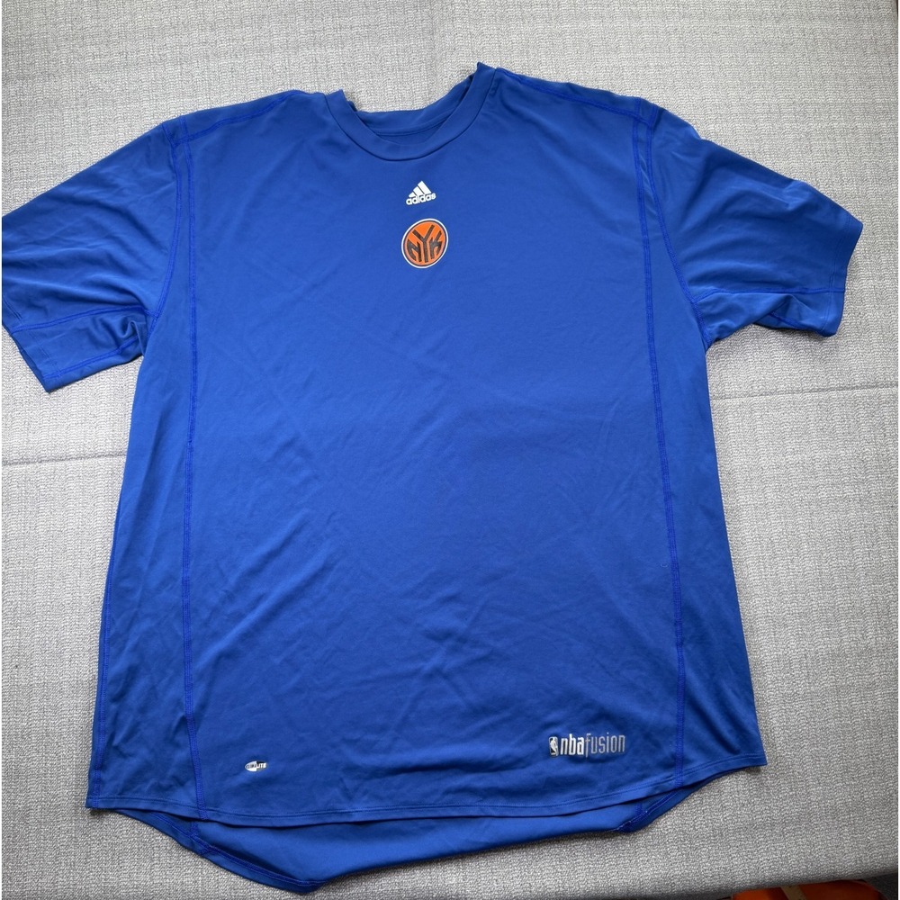 Adidas Climalite NBA New York Knicks Basketball Shirt Mens Blue Performance